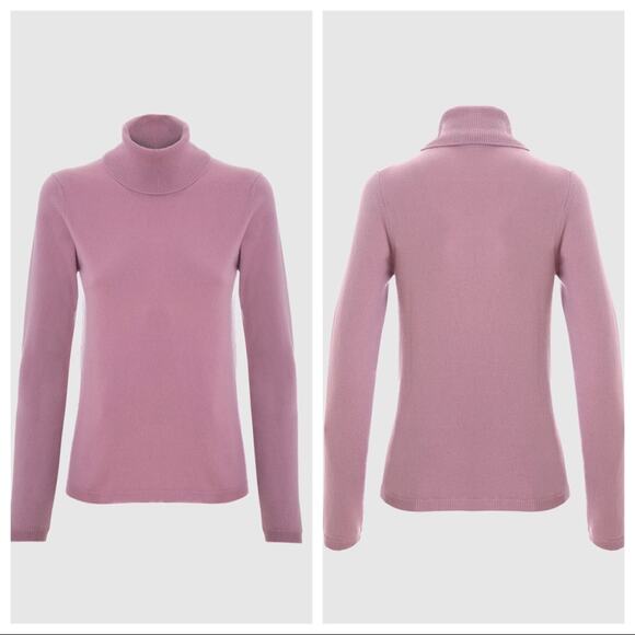 MALO 100% Cashmere Turtleneck Sweater Pink Made In Italy 46 Size US M Cozy Soft - Picture 2 of 11